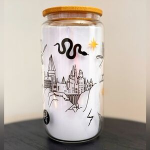 Glass Jar with Black and Gold Harry Potter Design